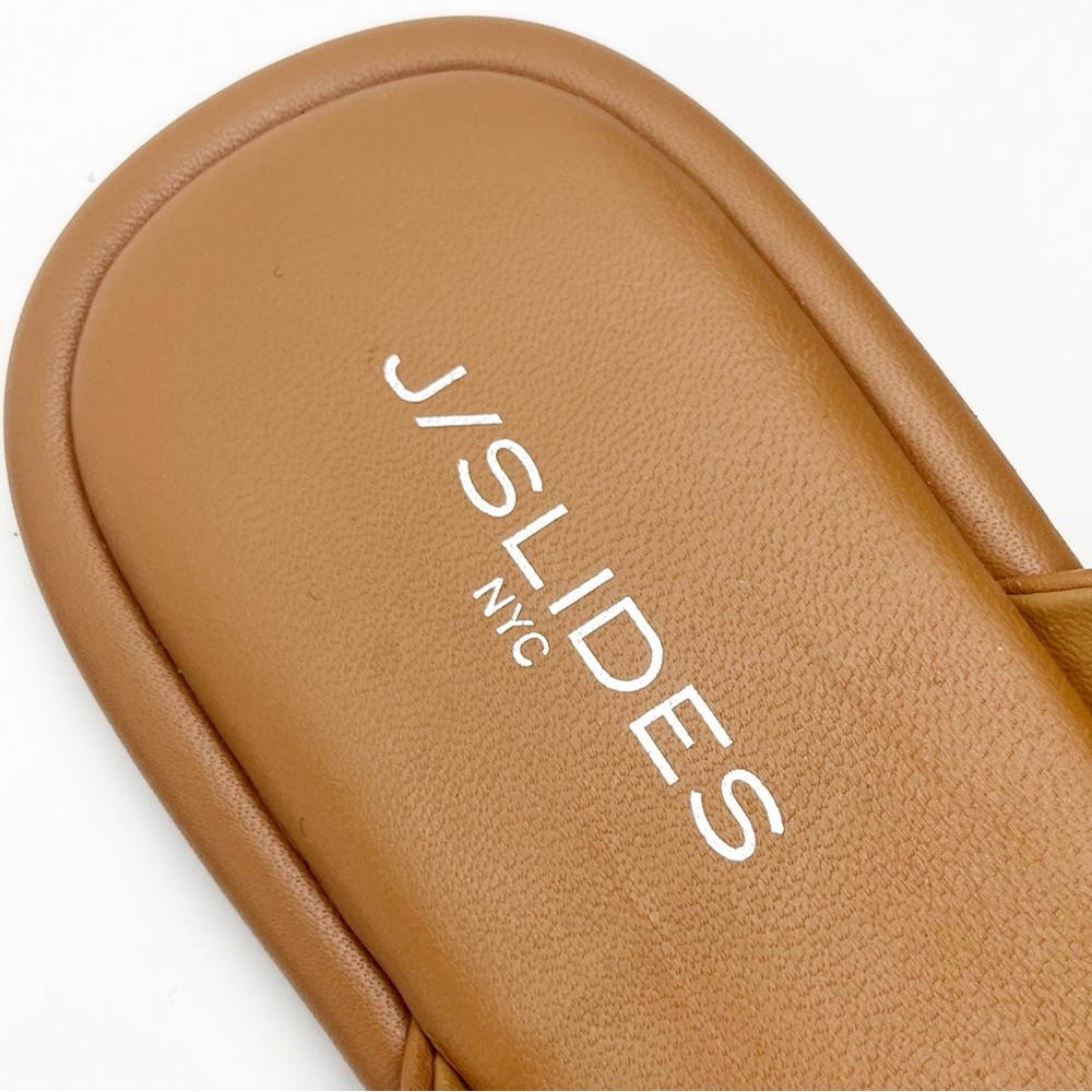 J/SLIDES Tan Leather Criss Cross Straps Slides, Size 10 - Picture 4 of 6